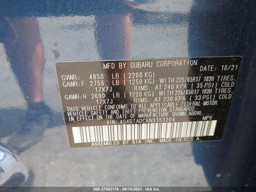 2022 SUBARU OUTBACK PREMIUM - 4S4BTADC6N3153204