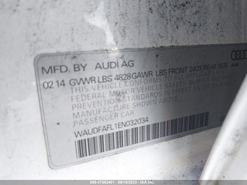 2014 AUDI A4 PREMIUM - WAUDFAFL1EN032034