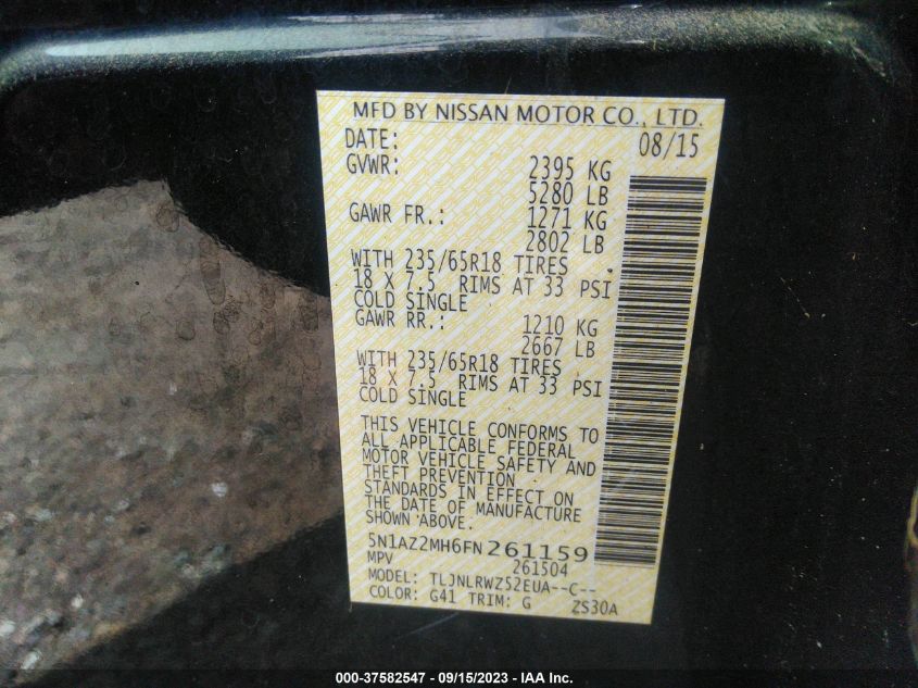 2015 NISSAN MURANO SL - 5N1AZ2MH6FN261159