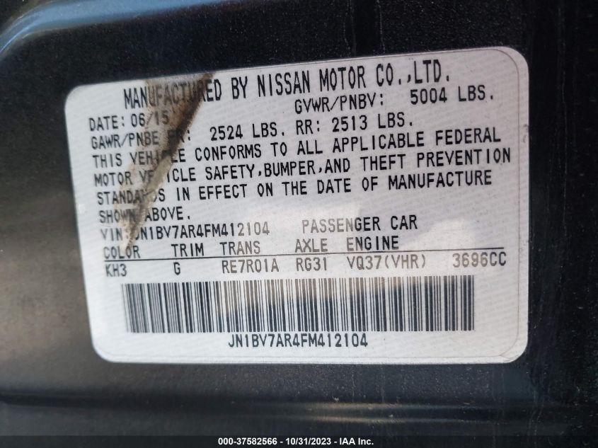 2015 INFINITI Q50 PREMIUM - JN1BV7AR4FM412104