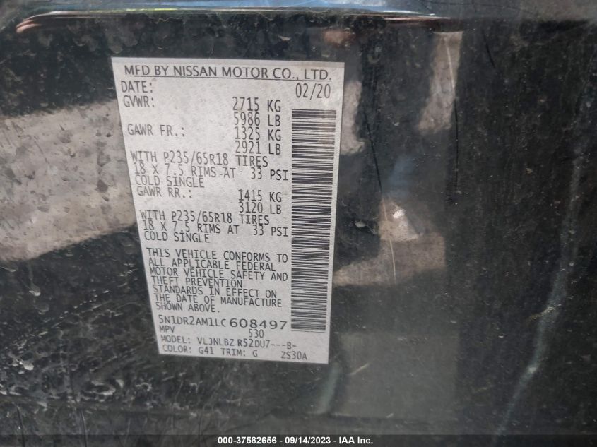 2020 NISSAN PATHFINDER S - 5N1DR2AM1LC608497