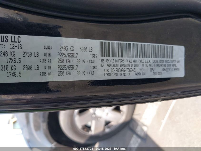 2017 DODGE JOURNEY SE - 3C4PDCAB6HT568451