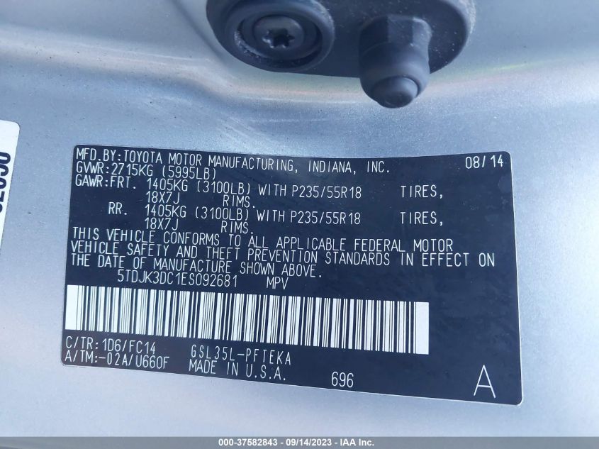 2014 TOYOTA SIENNA LE - 5TDJK3DC1ES092681