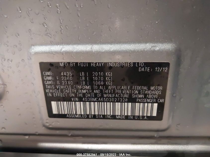 2013 SUBARU LEGACY 2.5I - 4S3BMCA65D3027328