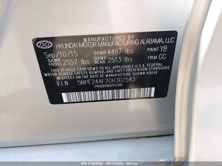 2016 HYUNDAI SONATA 2.4L SE - 5NPE24AF2GH302543