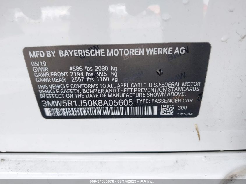 3MW5R1J50K8A05605 BMW 3 Series 330I 9