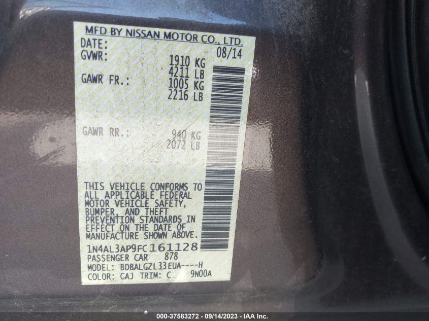 2015 NISSAN ALTIMA 2.5 S - 1N4AL3AP9FC161128