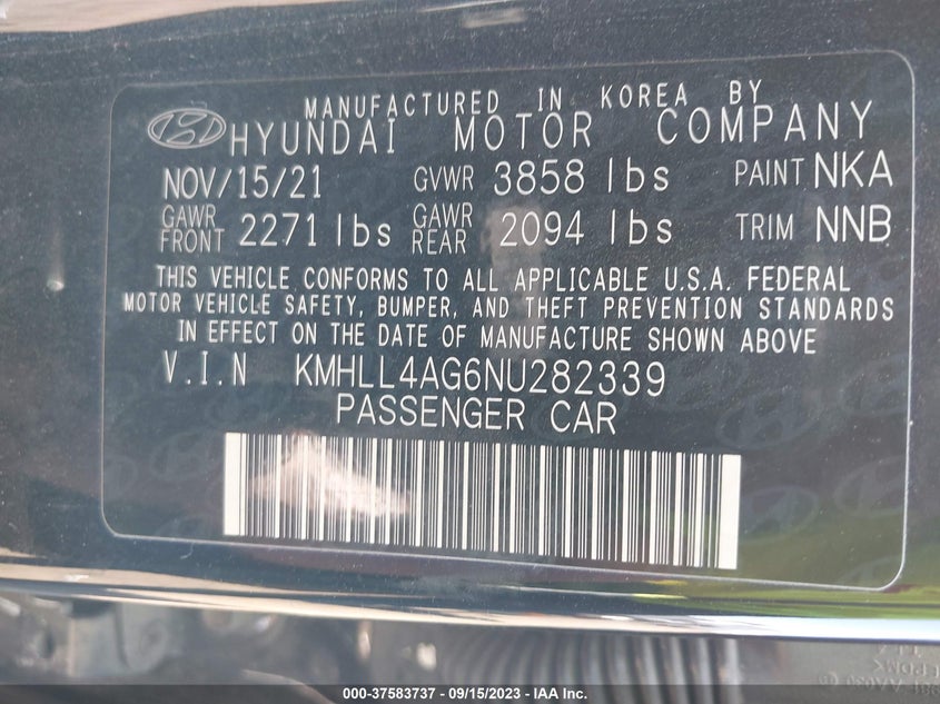 VIN KMHLL4AG6NU282339 2022 HYUNDAI ELANTRA SE
