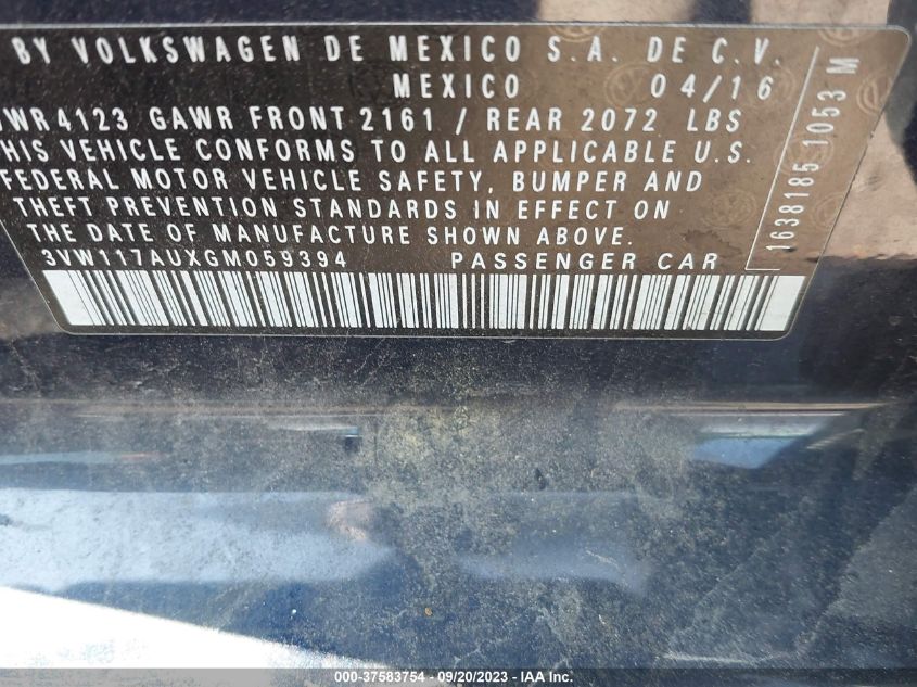 2016 VOLKSWAGEN GOLF TSI S - 3VW117AUXGM059394