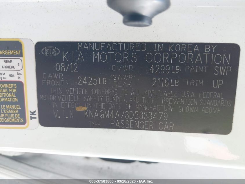 2013 KIA OPTIMA LX - KNAGM4A73D5333479