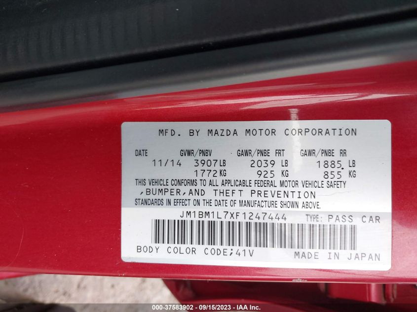 2015 MAZDA MAZDA3 I TOURING - JM1BM1L7XF1247444