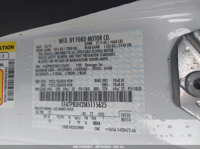 2021 FORD MUSTANG ECOBOOST - 1FATP8UH2M5115625