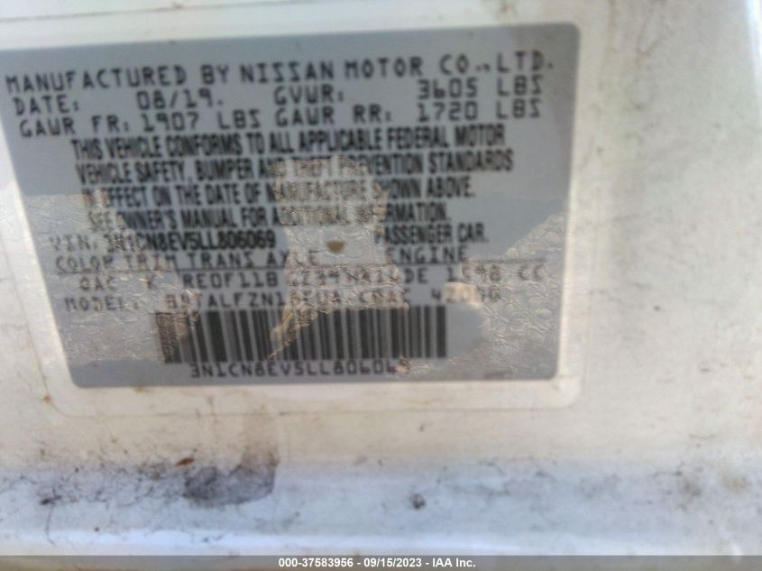 2020 NISSAN VERSA SV - 3N1CN8EV5LL806069