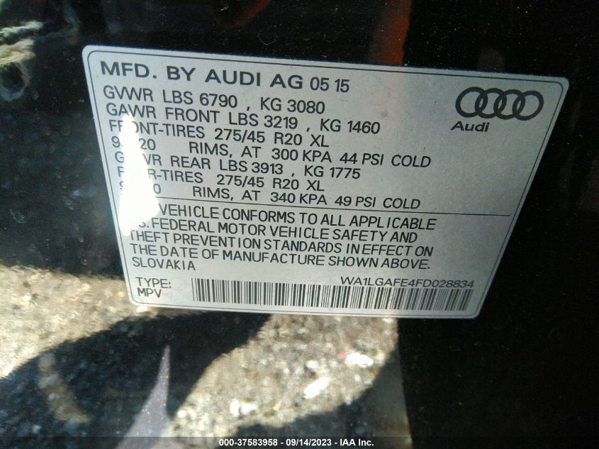 2015 AUDI Q7 PREMIUM PLUS - WA1LGAFE4FD028834