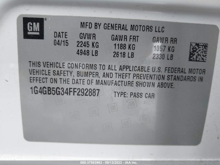 2015 BUICK LACROSSE LEATHER - 1G4GB5G34FF292887