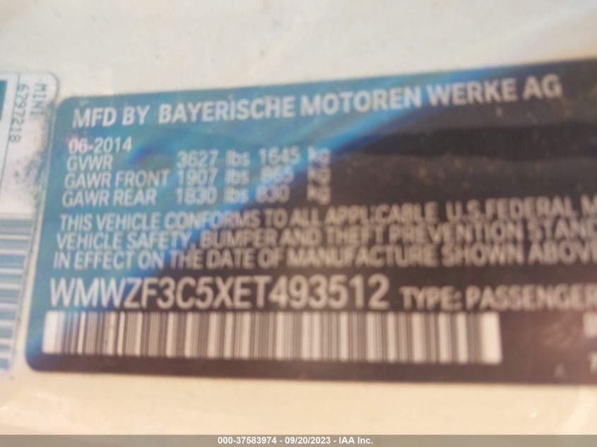 2014 MINI COOPER CLUBMAN WMWZF3C5XET493512