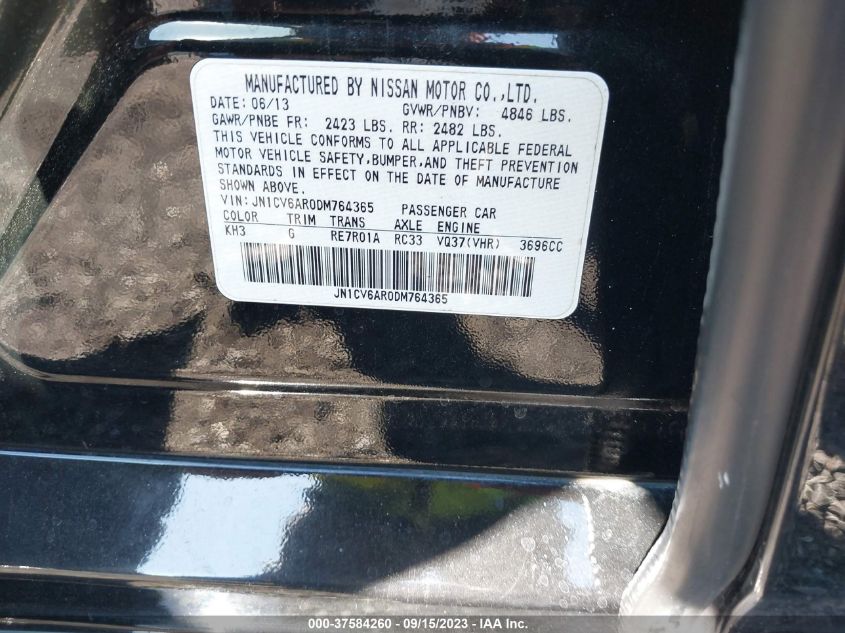2013 INFINITI G37 SEDAN X JN1CV6AR0DM764365