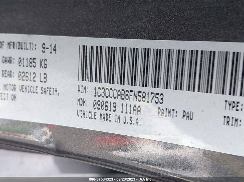 2015 CHRYSLER 200 LIMITED - 1C3CCCAB6FN581753