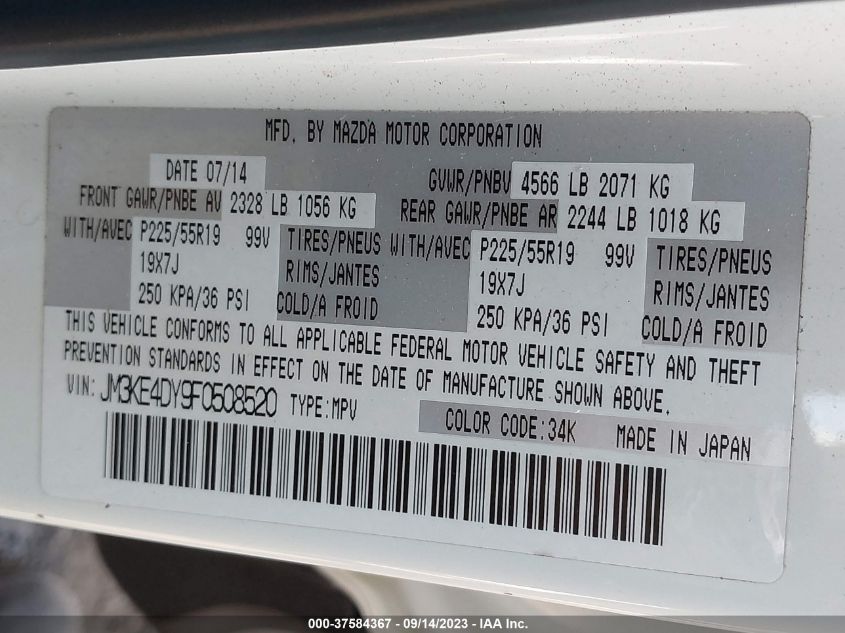 2015 MAZDA CX-5 GRAND TOURING - JM3KE4DY9F0508520