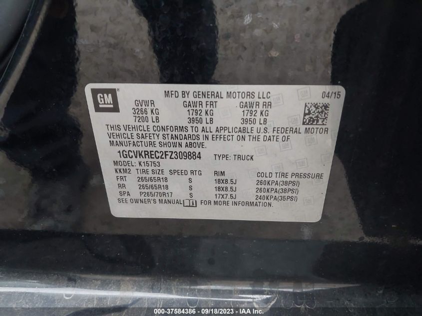 2015 CHEVROLET SILVERADO 1500 LT - 1GCVKREC2FZ309884