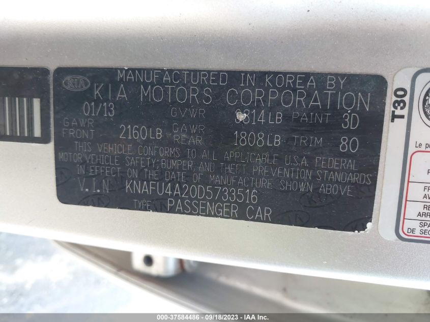 2013 KIA FORTE EX - KNAFU4A20D5733516