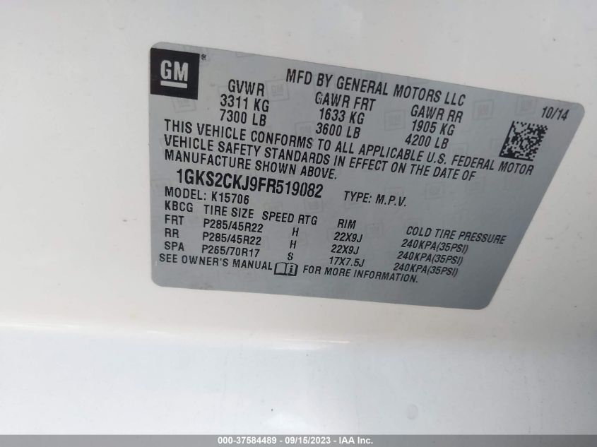 2015 GMC YUKON DENALI - 1GKS2CKJ9FR519082