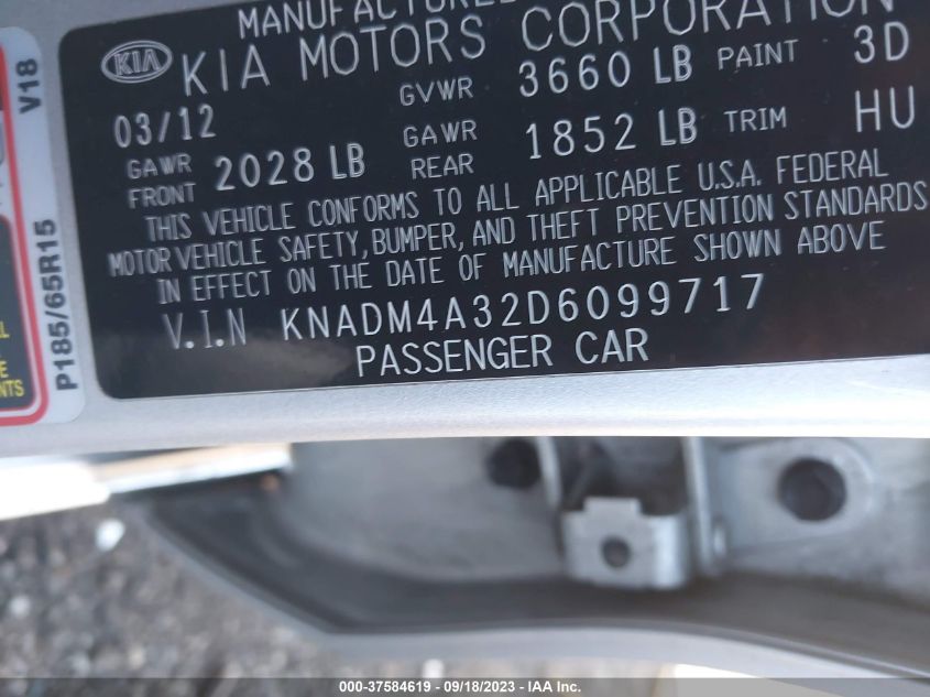 2013 KIA RIO LX - KNADM4A32D6099717