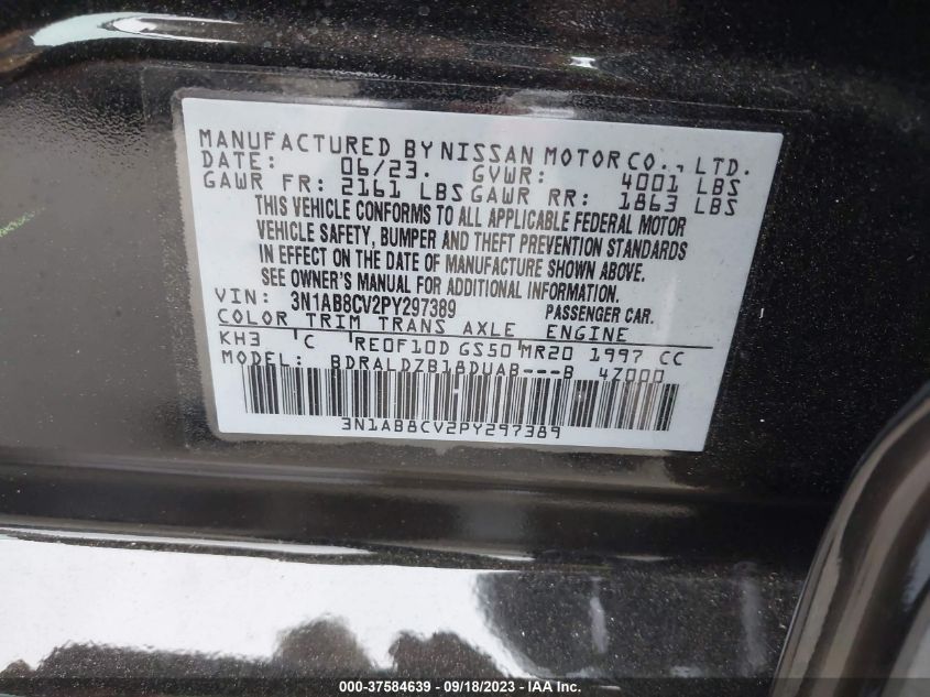 VIN 3N1AB8CV2PY297389 2023 NISSAN SENTRA SV