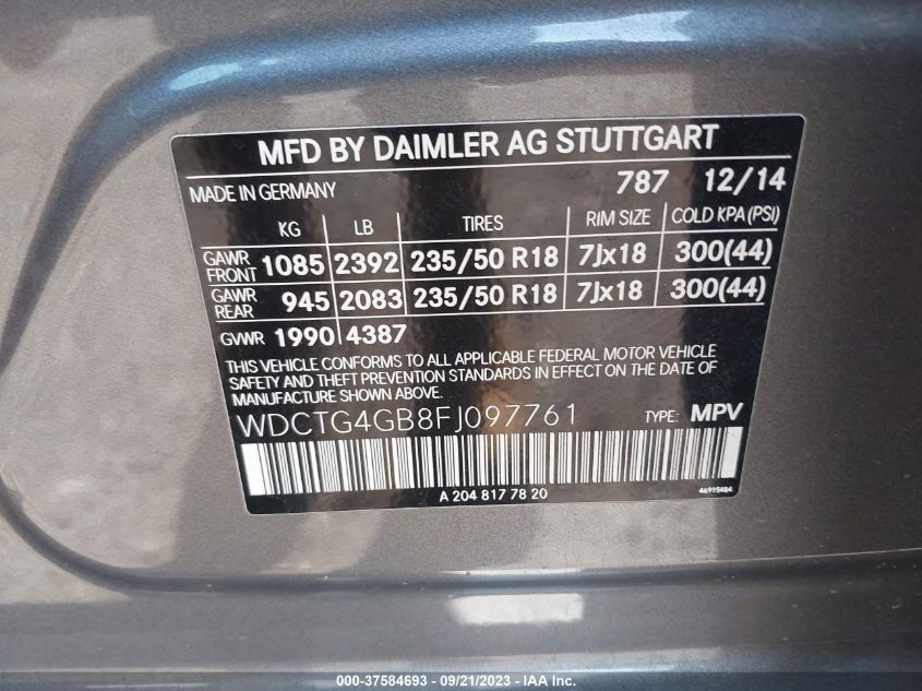 2015 MERCEDES-BENZ GLA-CLASS GLA 250 - WDCTG4GB8FJ097761