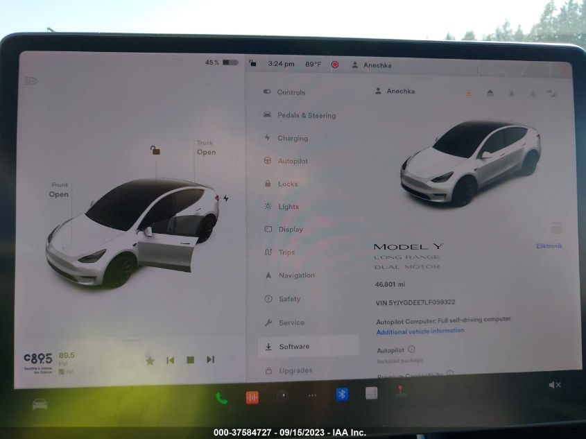 2020 TESLA MODEL Y LONG RANGE - 5YJYGDEE7LF059322