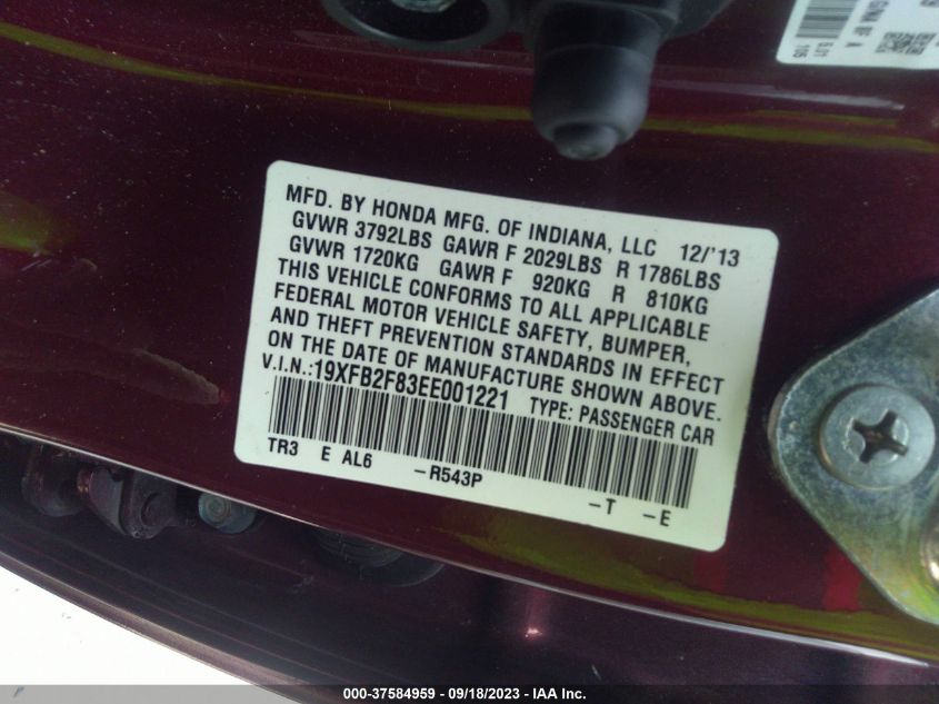 2014 HONDA CIVIC EX - 19XFB2F83EE001221