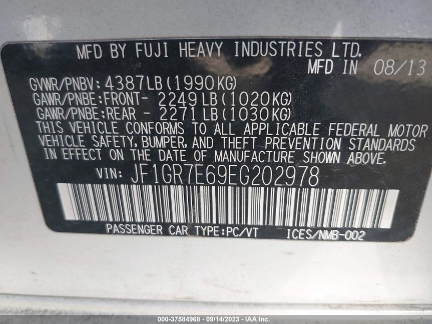 2014 SUBARU IMPREZA WAGON WRX WRX PREMIUM JF1GR7E69EG202978