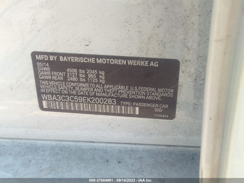 2014 BMW 3 SERIES 320I XDRIVE - WBA3C3C59EK200283