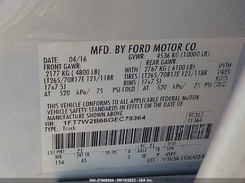 2016 FORD SUPER DUTY F-250 SRW LARIAT/PLATINUM - 1FT7W2B66GEC79364
