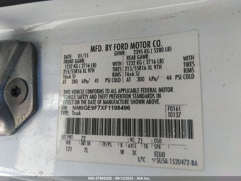 2015 FORD TRANSIT CONNECT WAGON XLT - NM0GE9F7XF1198496