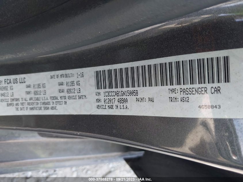 2016 CHRYSLER 200 LIMITED - 1C3CCCAB1GN150058