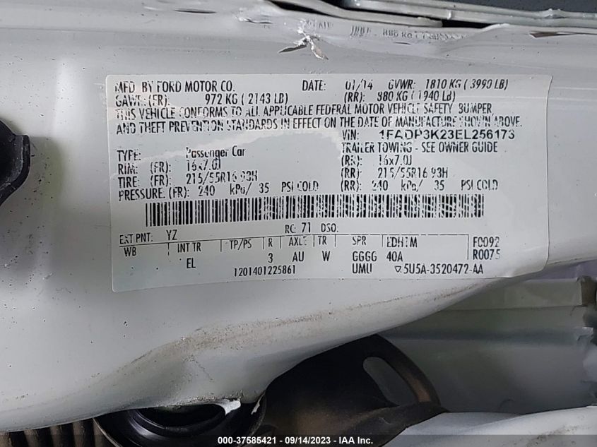 2014 FORD FOCUS SE - 1FADP3K23EL256173