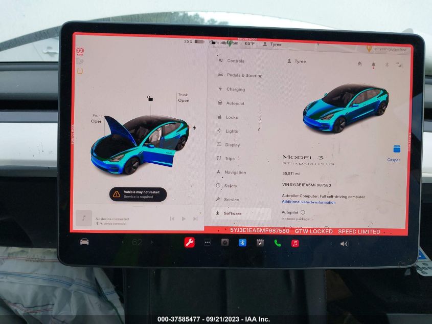 2021 TESLA MODEL 3 STANDARD RANGE PLUS - 5YJ3E1EA5MF987580