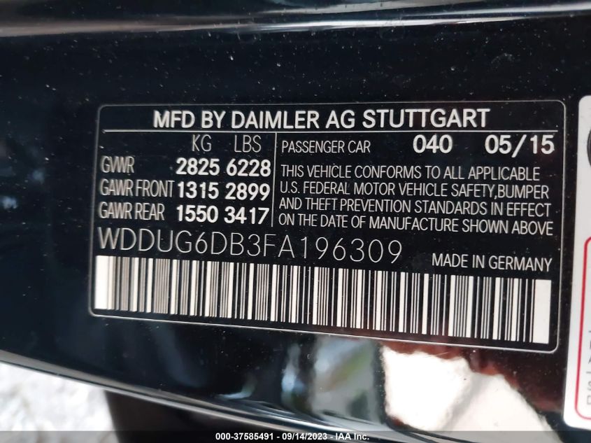2015 MERCEDES-BENZ S 550 PLUG-IN HYBRID - WDDUG6DB3FA196309