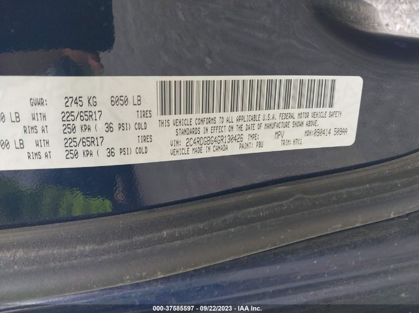 2016 DODGE GRAND CARAVAN SE - 2C4RDGBG4GR130426