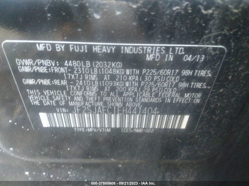 2014 SUBARU FORESTER 2.5I PREMIUM - JF2SJAEC1EH441404