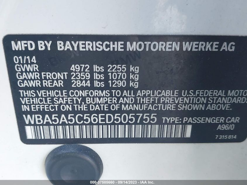 2014 BMW 5 SERIES 528I - WBA5A5C56ED505755