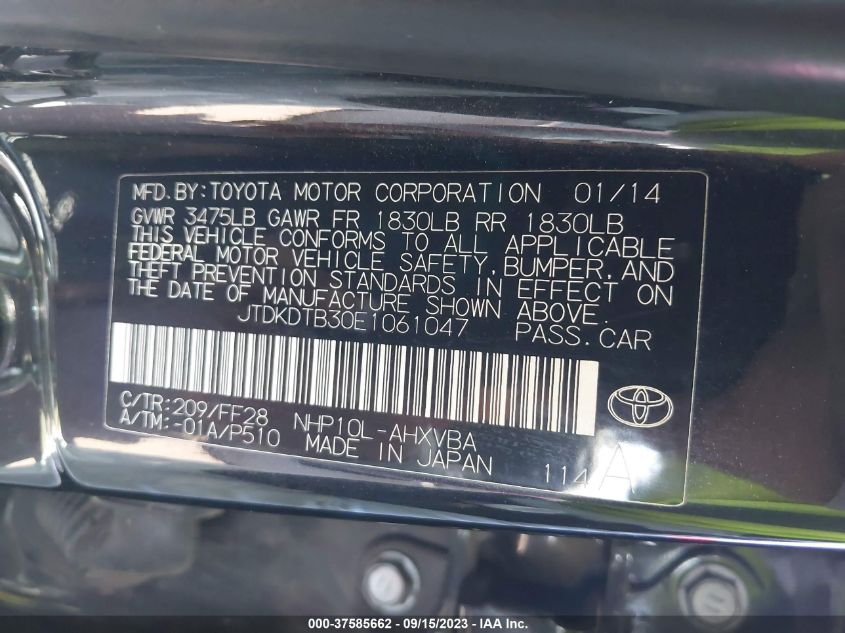 2014 TOYOTA PRIUS C ONE/THREE/TWO/FOUR - JTDKDTB30E1061047