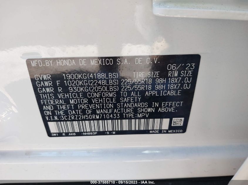 3CZRZ2H50RM710433 | 2024 HONDA HR-V