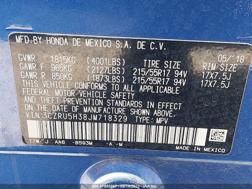 2018 HONDA HR-V LX - 3CZRU5838JM718329