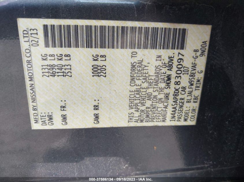 2013 NISSAN MAXIMA 3.5 SV - 1N4AA5AP8DC830097