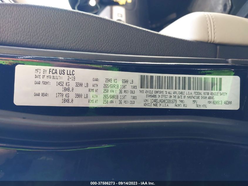 2019 DODGE DURANGO SXT PLUS - 1C4RDJAGXKC691679