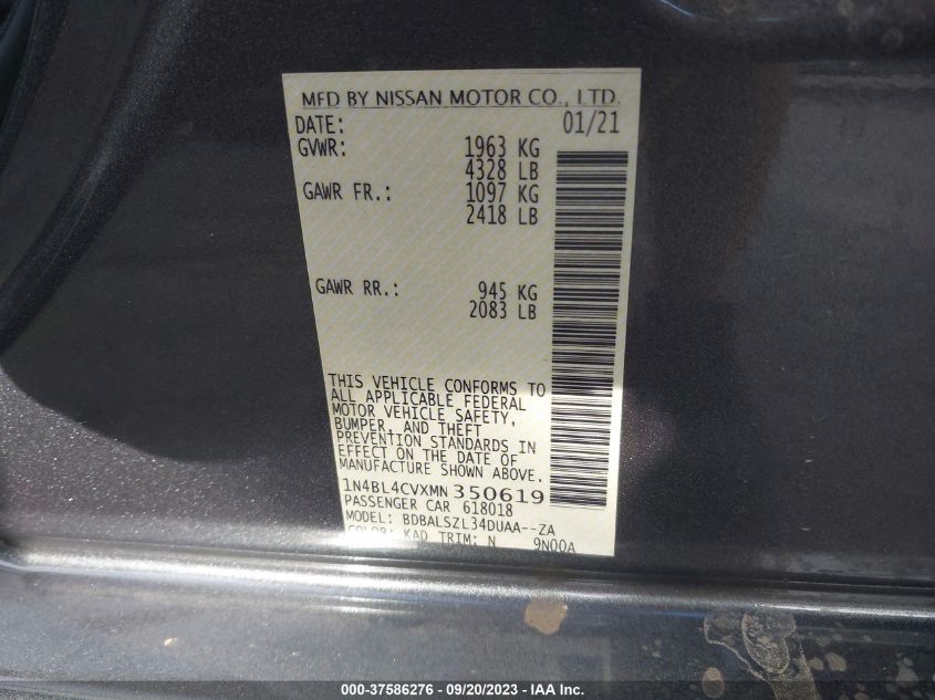 2021 NISSAN ALTIMA 2.5 SR - 1N4BL4CVXMN350619