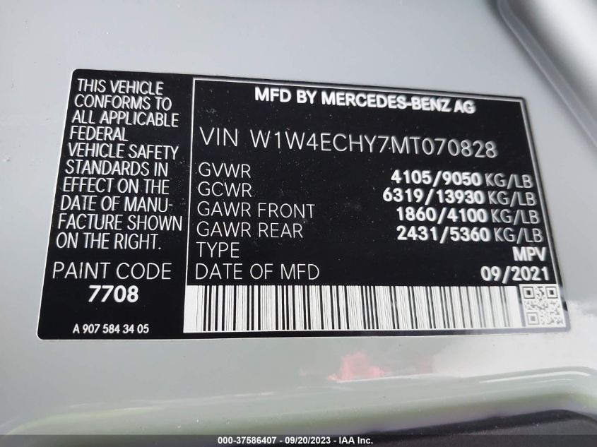 W1W4ECHY7MT070828 Mercedes-Benz Sprinter 2500 9