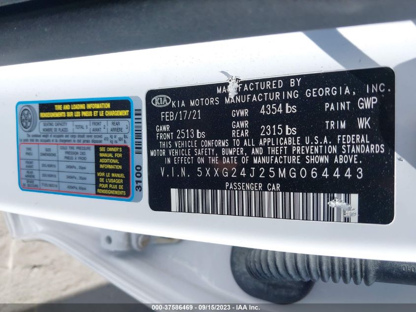 2021 KIA K5 LX - 5XXG24J25MG064443